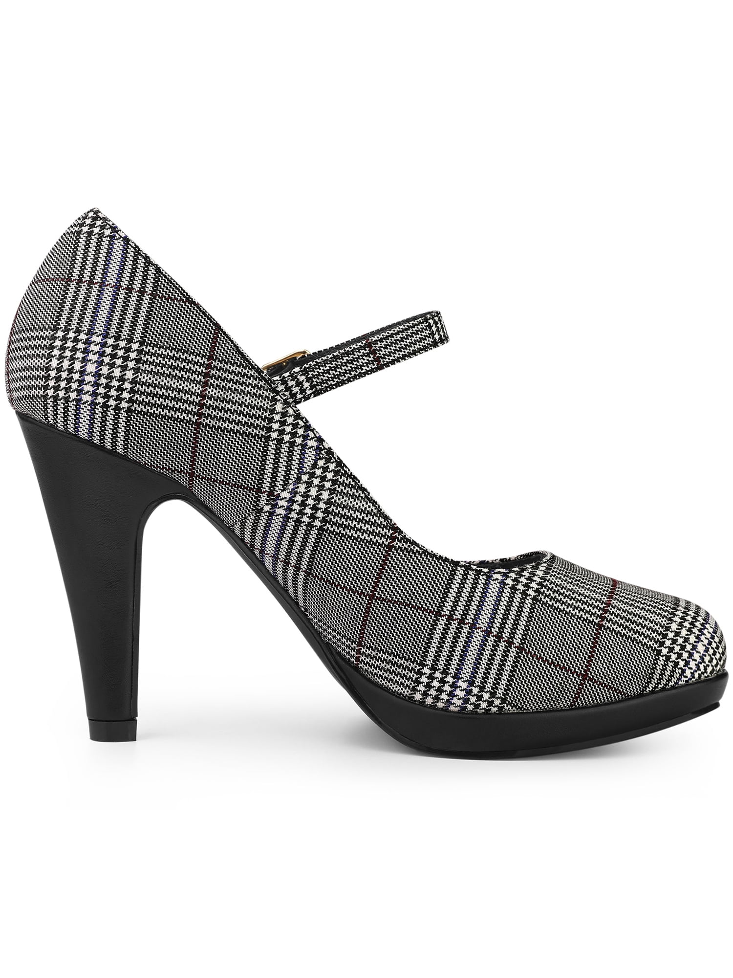Unique Bargains Women's Houndstooth Platform Stiletto Heels Pumps