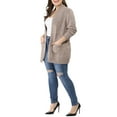 thumbnail image 4 of GRACE & GRANDEUR Women's Plus Size Open Front Long Sleeves Sweater Mid Length Cardigan 2X Brown, 4 of 7