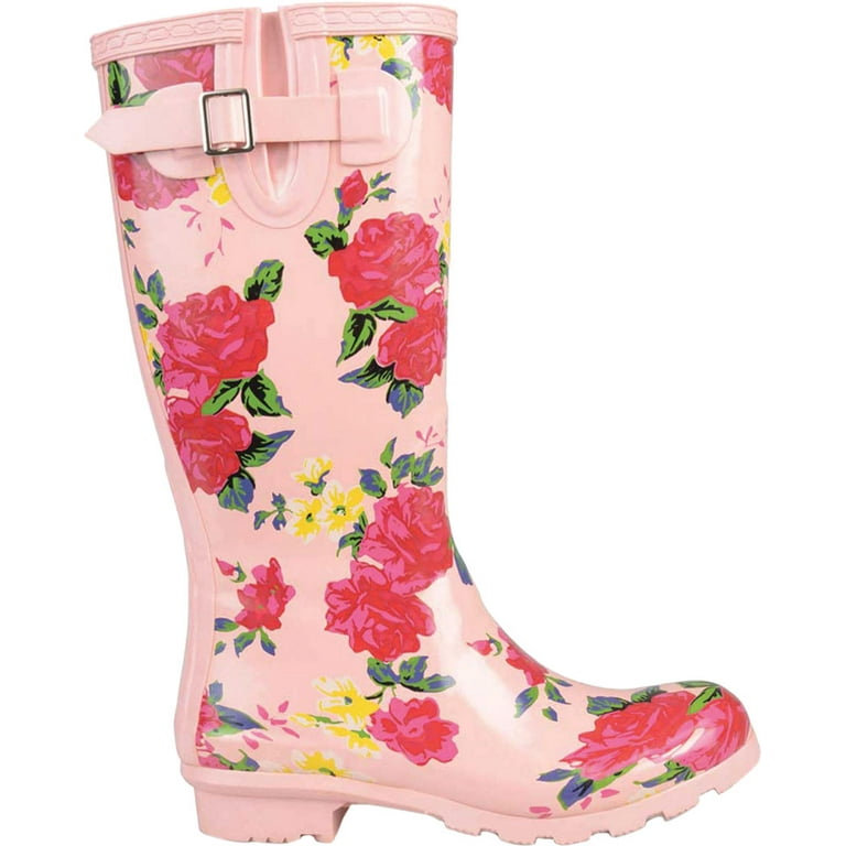 Women s Journee Collection Mist Mid Calf Rain Boot Pink Rubber 7.5 M