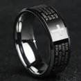 thumbnail image 1 of Anillo de acero de titanio inglés para hombres y mujeres, cruz cristiana, anillo de Biblia personalizado, anillo personalizado, anillo grabado, 1 of 4