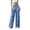 Blue, variant on Women's High-Rise Jean Lace Denim Pants High Waisted Hollow Out Asymmetric Floral Patchwork Ripped Straight Leg Jeans Trouser Pants
