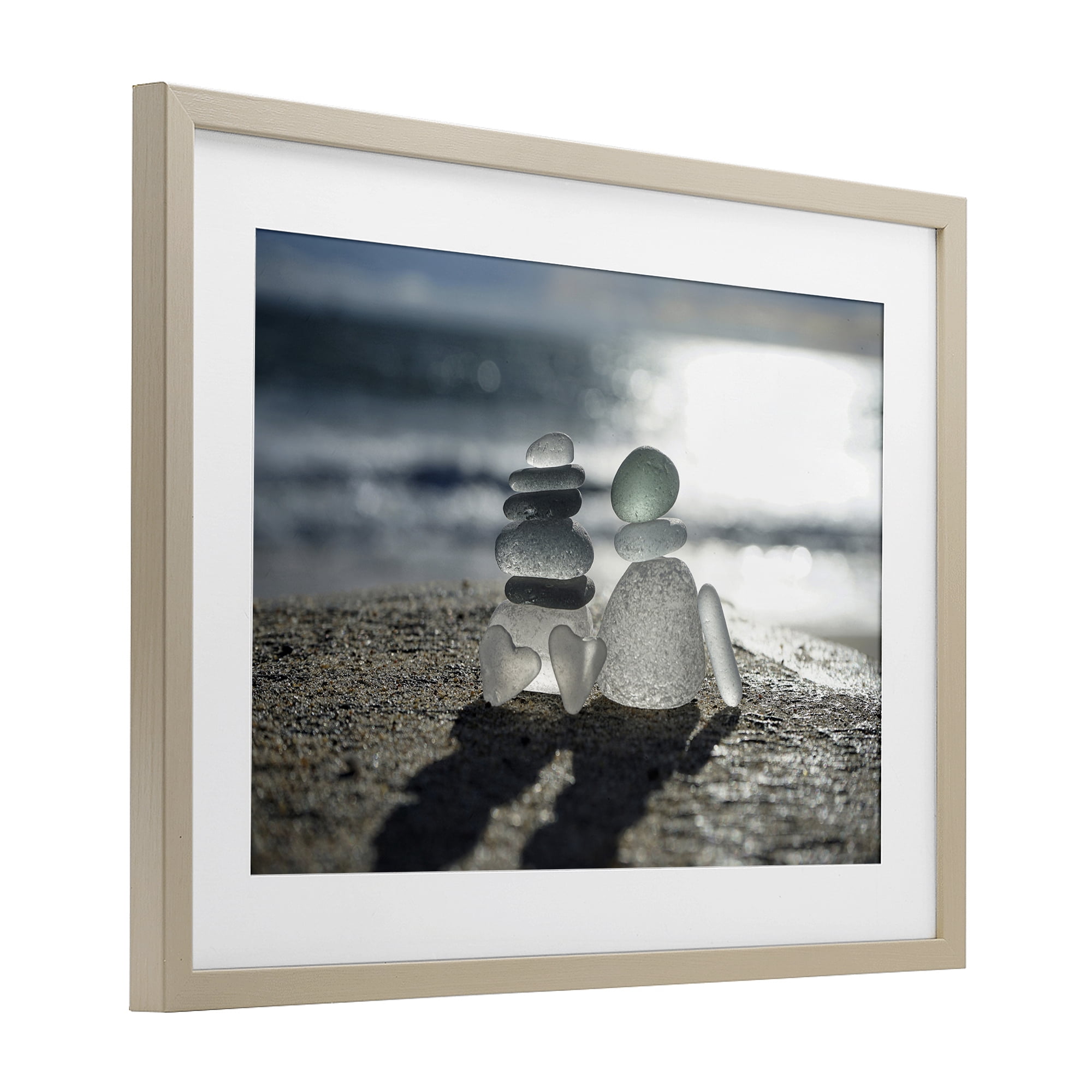 Stupell Industries Zen Sea Glass Hearts Birch Framed Print Under Glass, design by LMarie Allen