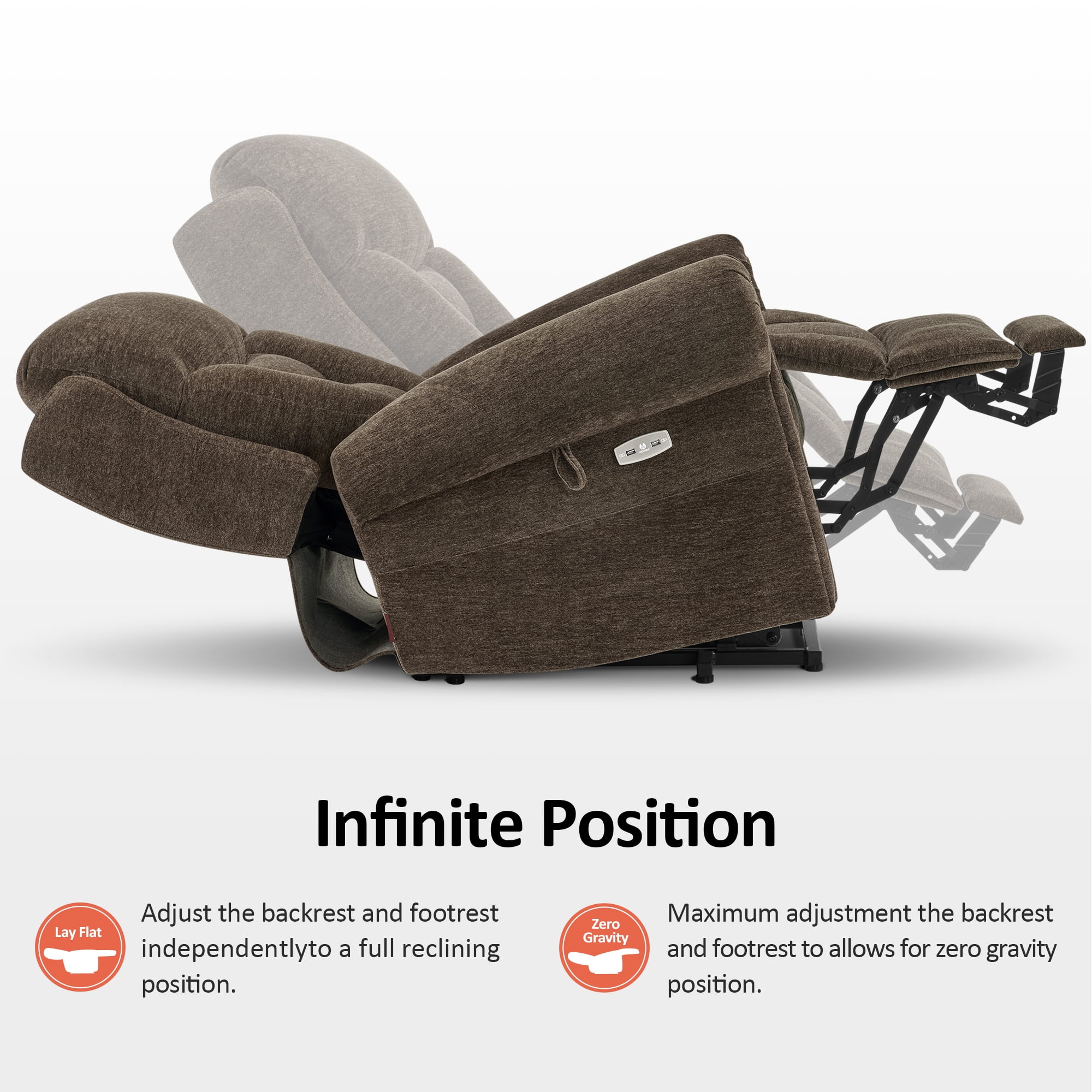 MCombo Dual Motor Power Lift Recliner Chair with Massage and Dual Heating for Senior, Fabric 7888 (Coffee, Medium)