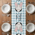 thumbnail image 5 of Easter Bunny Table Runner - 48 Inch Long, Kitchen Dining Table Runner Dresser Scarves, Colorful Eggs Cute Rabbit Blue White Check Farmhouse Decor for Coffee Tables Wedding Party Banquet, 5 of 6