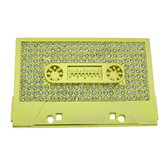 Cassette Player Tape Old School Music Hip Hop Retro Belt Buckle Gold Rhinestones Metal Fashion Gothic