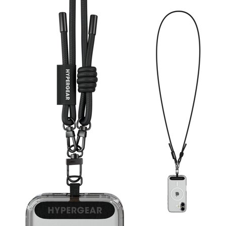 HyperGear TECHcessories | Universal Crossbody Phone Strap | Black Braided Rope