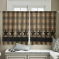 thumbnail image 4 of Brown Black Plaid Sheer Curtains 54 Inches Length 2 Panels Set, Window Sheer Curtains for Living Room/Bedroom, Vintage Rustic Star Buffalo Check Light Filtering Rod Pocket Curtain 52'' x 54'' x 2, 4 of 7