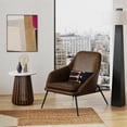 thumbnail image 2 of Pemberly Row Mid-Century Black Powder Coated Metal Frame Lounge Chair in Brown, 2 of 6