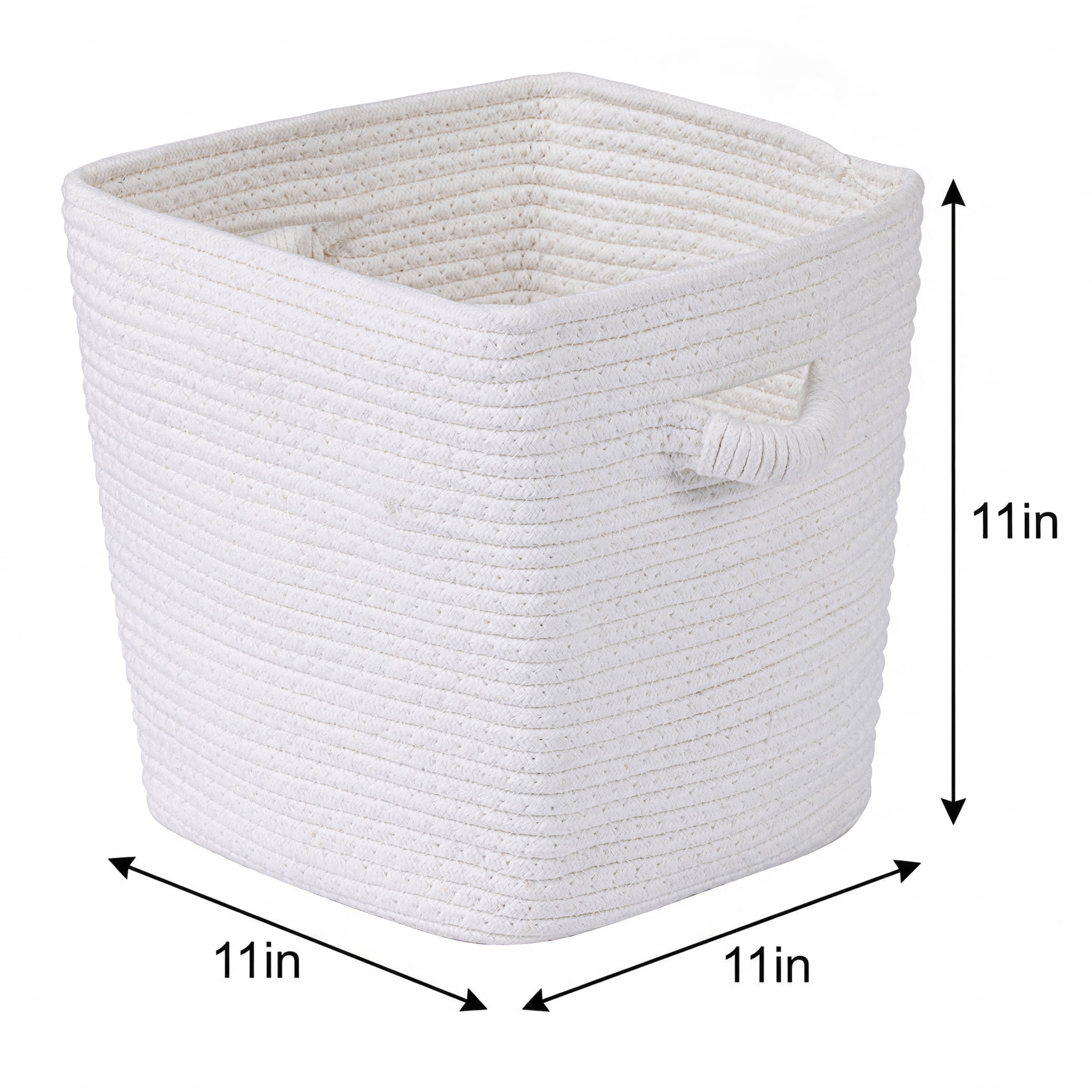 Unique Bargains Woven Storage Basket Shelf Closet White 11*11*11in
