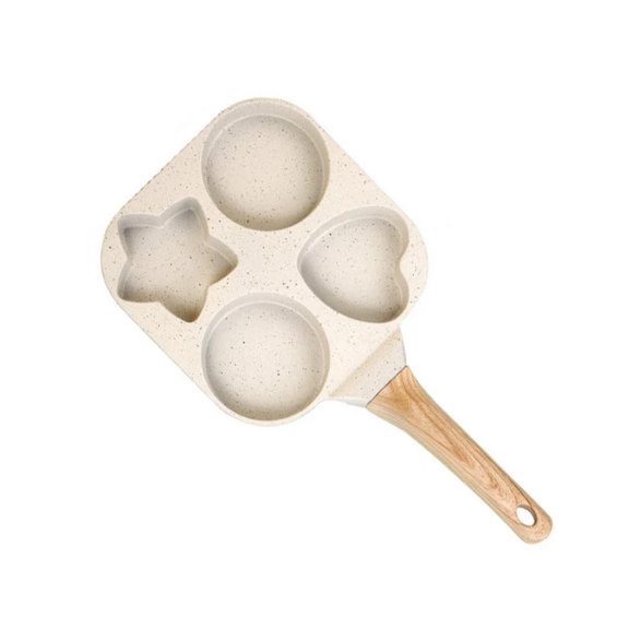 4 Hole Frying Pan With Handle - Handle - Non-Stick, Multi-Purpose For Eggs Pancakes, Gas & Induction ,