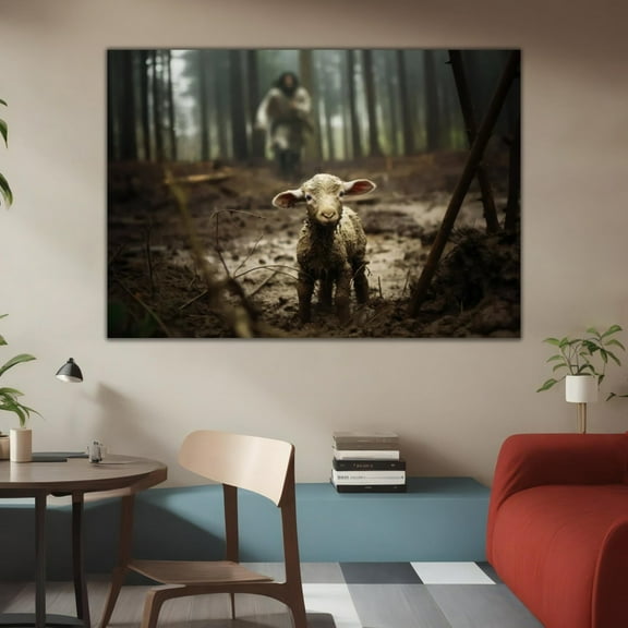 Luvia Jesus Running After A Lost Lamb Jesus Lamb Of God Canvas Print Canvas Picture Jesus Home Decor God Canvas Prints Canvas Wall Decor Canvas, 8x10 UNFRAMED