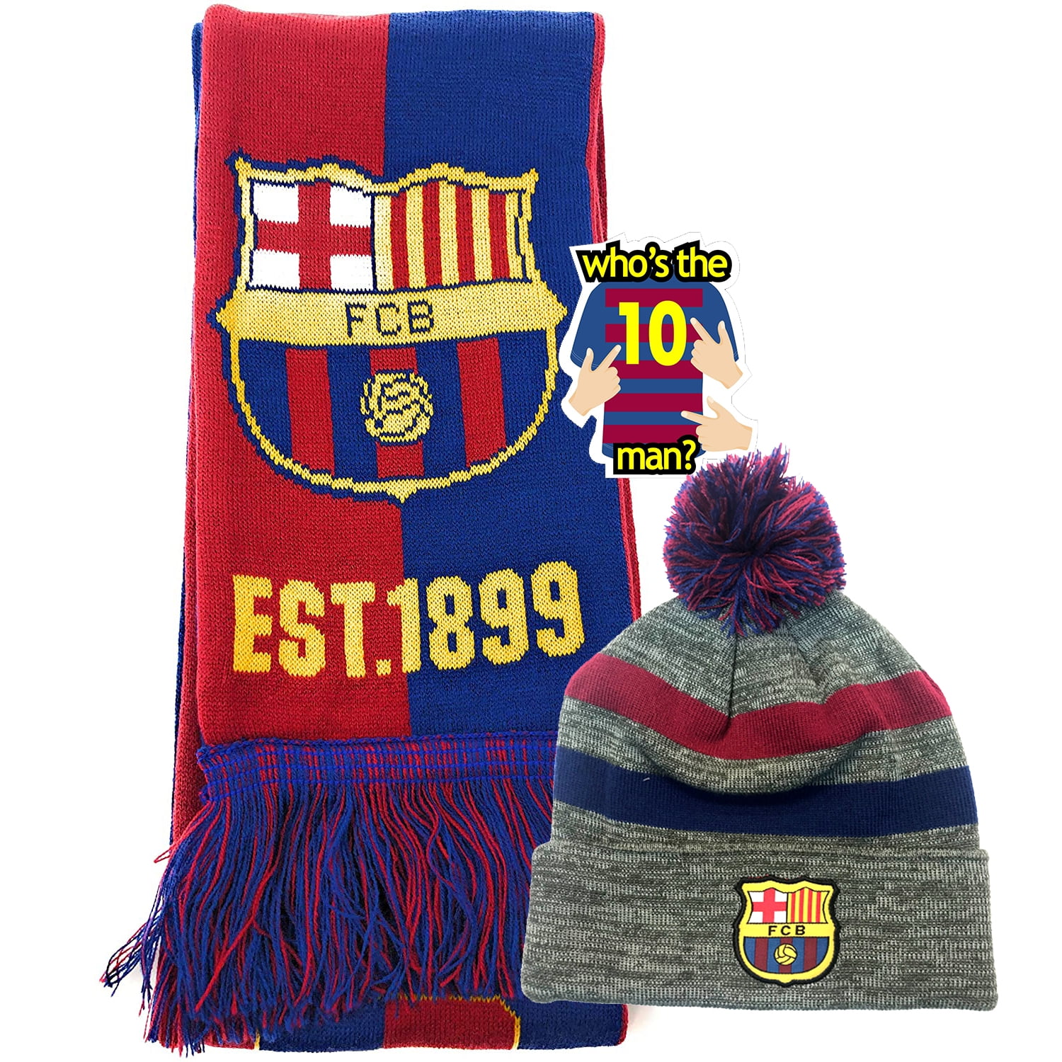 FC BARCELONA FOOTBALL CLUB CREST KNITTED ADULT HAND GLOVES  NEW XMAS GIFT 