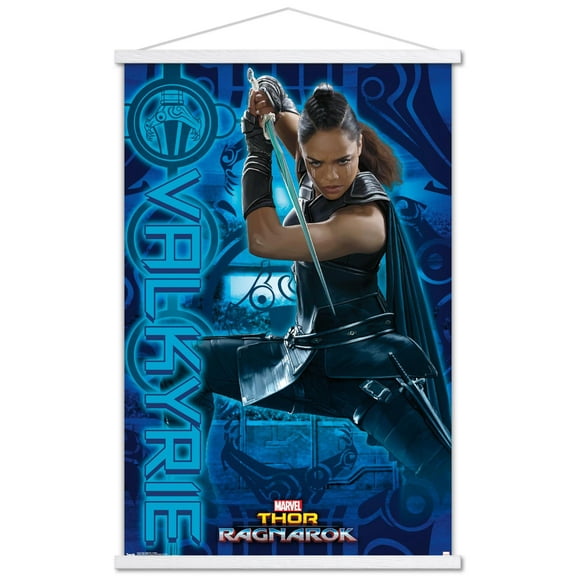 Marvel Cinematic Universe - Thor - Ragnarök - Valkyrie Wall Poster with Wooden Magnetic Frame, 22.375" x 34"