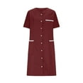 thumbnail image 4 of Xysaqa Scrub Dress for Women - Fashion Fitted Uniforms Work Dress Pockets V-Neck Button Down Shirt Dress for Ladies S-2XL Summer Savings, 4 of 6