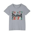 thumbnail image 4 of Zwiiyzr 3-14Y Toddler Boy Girls Christmas Shirts Short Sleeve Round Neck T-Shirt Christmas Graphic Tees Holiday Tops Toddler To Big Kids Gray, 4 of 5