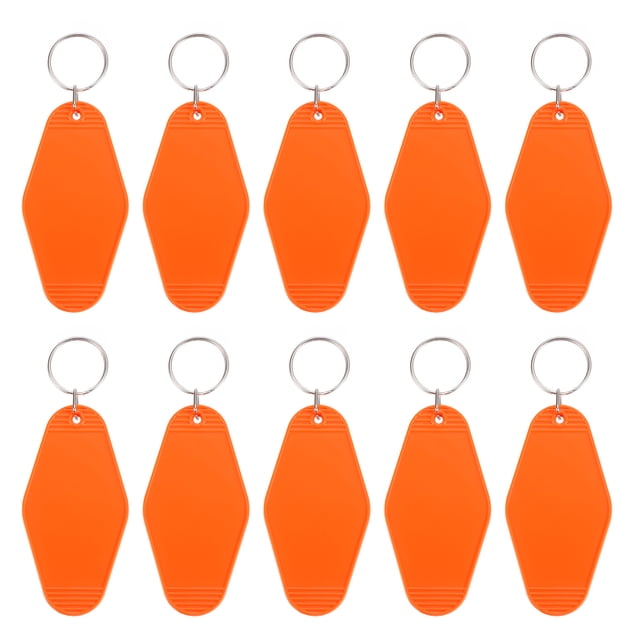 Unique Bargains Vintage Motel Keychain Blank Hotel Keychains Rhombus Retro Key Tag, Orange, 10 Pack