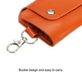 thumbnail image 4 of Uxcell Key Case Cover, 1 Pack PU Leather Keychain Holder Key Sleeve with 6 Keychains for Key Hanging, Orange, 4 of 5