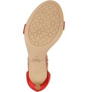 JEWEL BADGLEY MISCHKA Womens Red Ankle Strap Embellished Unique Round Toe Stiletto Zip-Up Dress Sandals Shoes 9.5 M