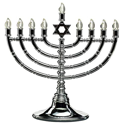 Rite Lite JRN-210 Silvertone Low Volt LED Menorah with Clear Bulbs - Pack of 3