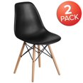 thumbnail image 4 of 2 Pk. Elon Series Black Plastic Chair with Wooden Legs, 4 of 9