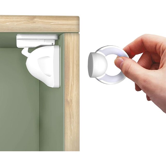 Armario de seguridad para bebés, puerta de armario de seguridad para niños, armarios de cajones de seguridad para niños, armario de seguridad con cerraduras magnéticas, bloque de puerta de cocina magnético (6 cerraduras de seguridad, 1 llave) Kuyhfg Bienvenido a Kuyhfg