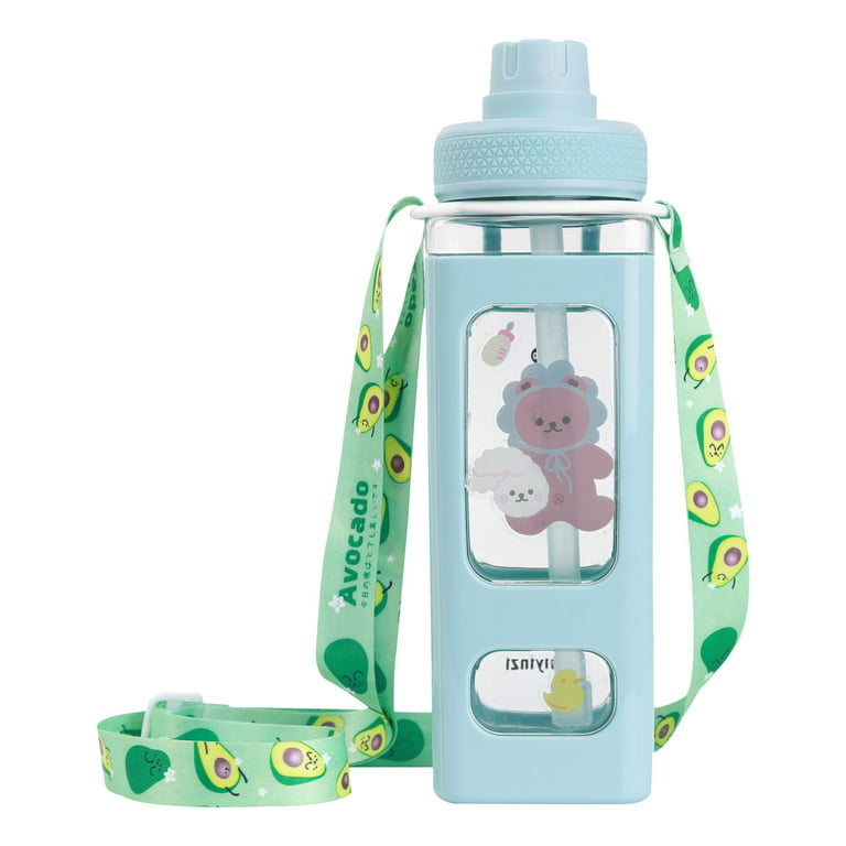 Kawaii Water Bottle for Kids Cute Water Bottles with Straw Portable Square  Drinking Bottle, Leakproof Water Jug for Girls, 24 oz
