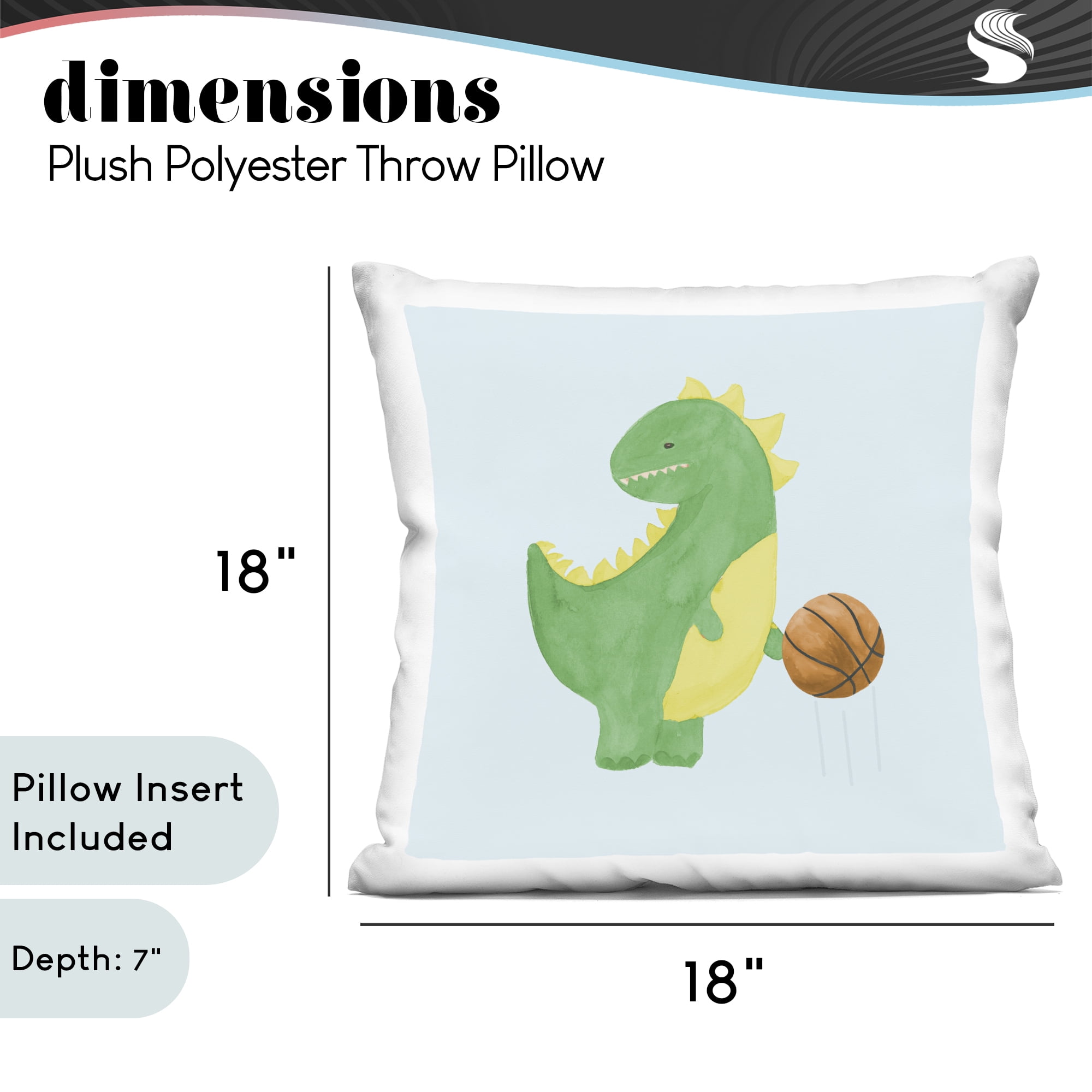 Stupell Industries Baby Dino & Basketball Decorative Printed Throw Pillow, design by Lucille Price