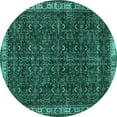thumbnail image 1 of Ahgly Company Machine Washable Indoor Round Persian Turquoise Blue Bohemian Area Rugs, 5' Round, 1 of 4