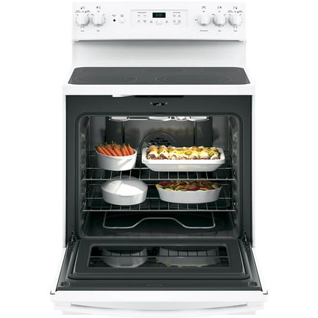 GE - 5.3 Cu. Ft. Freestanding Electric Convection Range with Self-Cleaning and No-Preheat Air Fry - White
