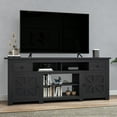 thumbnail image 2 of Uforic Built-in Power Socket, TV Cabinet for Screens up to 80'' with 2 Shelves, Black, 2 of 6