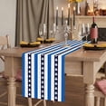 thumbnail image 2 of Coastal Turtle 70 Inch Table Runner, Blue Stripe Navy White Geometric Ocean Farmhouse Dresser Scarf Cotton & Linen Tablerunner for Dining/Kitchen Island/Holiday Party Décor 13" x 70", 2 of 9