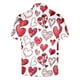 thumbnail image 4 of Camisa Casual Impresa Del Día de San Valentín de los Hombres, Manga Corta Top Del Botón de la Solapa para el Aire Libre Y el Ocio, Suéter de Tela de Malla Ligera, 4 of 9