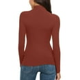 thumbnail image 5 of WTXUE T-Shirts Long Sleeve, Mock Neck Shirts for Women Solid Mock Turtleneck Blouse Slim Stretchy Layer Tee Shirts Solid Casual Tops for Women Red S, 5 of 7