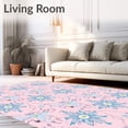thumbnail image 2 of ODIKA 4'x6' Machine Washable Non-Slip Area Rug, Whimsical Winter Lace with Sparkling Snowflake Motifs Crochet Art High Traffic Rug with Pad, Pink, 626642, 2 of 8