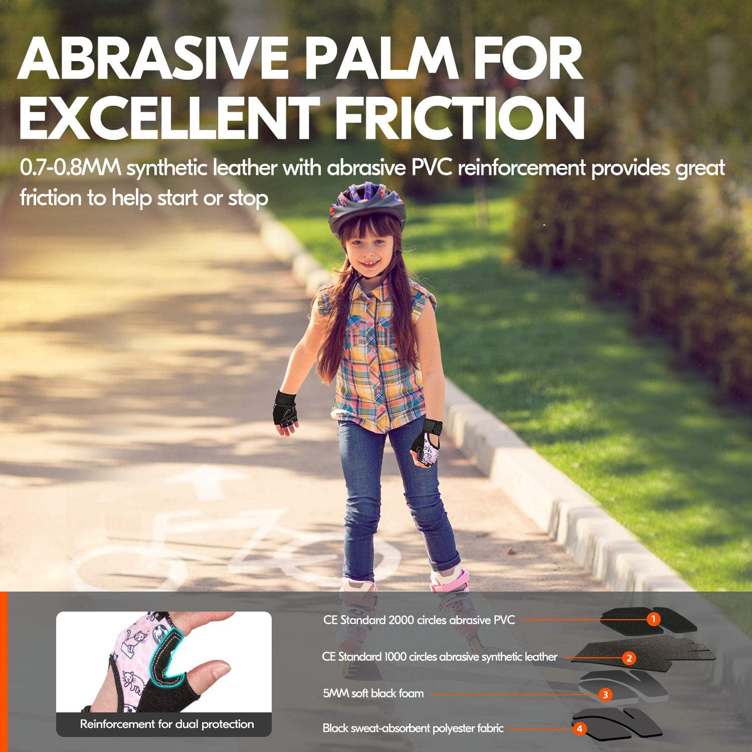 Kids Half-Finger Breathable Skateboarding Gloves Outdoor Gloves with Anti-Slip Padding Palm Pink, SL6084 Vgo..