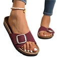 thumbnail image 5 of LTTVQM Womens Slide Sandals Arch Support Platform Open-Toe Cork Footbed Casual Sandals Slip-On Soft Adjustable Buckle Footwear for Daily Walking Wine 36(US-5.5), 5 of 5