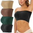 thumbnail image 4 of Rigardu Hot Sale!! 4 Pack Strapless Bra for Women, Padded Seamless Bandeau Bra with Support Wire Free Tube Top Non Slip Bralette Plus Size Strapless Bra Bandeau Padded Top Stretchy Yoga Fitness Bra, 4 of 9