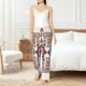 thumbnail image 4 of Fotbe Fashion Tatreez1 Pantalones de Pijama para Mujer, Pantalones de Dormir, Pantalones Pj con Cordón y Bolsillos-Medium, 4 of 6