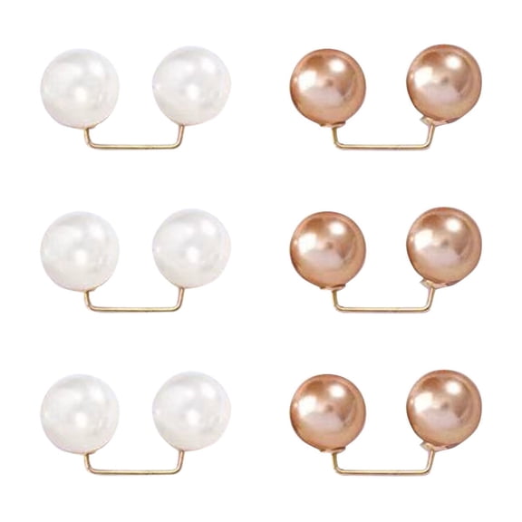Waist Pins for Pants, Safety Pearl Brooch Pins for Clothing, Adjustable Waist Shrinker Clips, Anti-Gap Shirt Fixers, Set of 6 Fashion Accessories for Scarves and Necklines