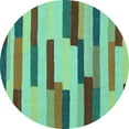 thumbnail image 1 of Ahgly Company Indoor Round Abstract Turquoise Blue Contemporary Area Rugs, 8' Round, 1 of 4