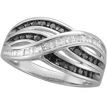 Forever Bride 1/2 Carat T.W. Black and White Diamond Sterling Silver Anniversary Ring