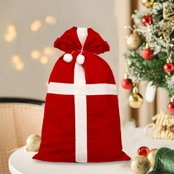 Christmas Velvet Santa Bags 20 X 30 Inch Large Santa Gift Sack With Drawstring Christmas Gift Presents Bags For Xmas Present Toy