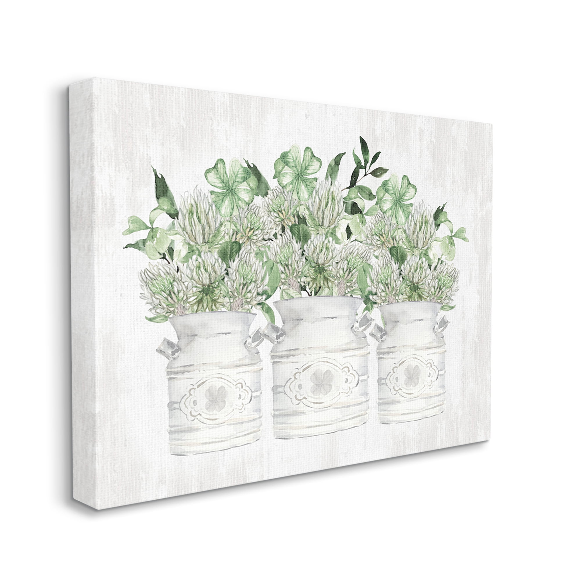 Stupell Industries Rustic Shamrock Bouquets Botanical & Floral Painting Gallery Wrapped Canvas Art Print Wall Art, 30 x 24