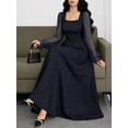 thumbnail image 5 of Navy Blue Polka Dot Square Neck Lantern Sleeve Maxi Dress for Women, Summer Elegant Long Dress with Cinched Waist, 5 of 5