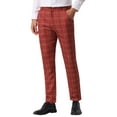 thumbnail image 5 of INSPIRE CHIC Men's Dress Plaid Printed Business Checked Pants 30 Burgundy, 5 of 6