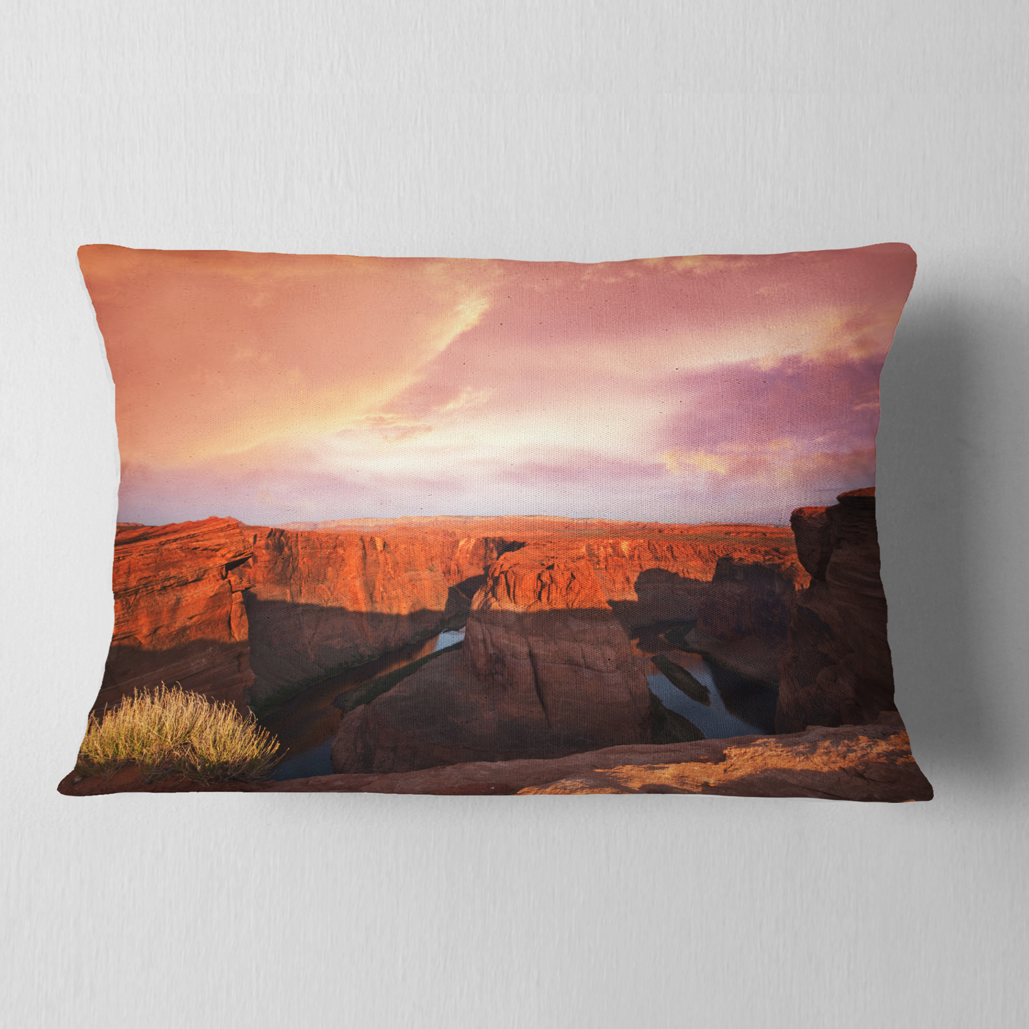 Designart 12" x 20" Red Polyester Throw Pillow