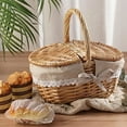 thumbnail image 2 of Handmade Wicker Picnic Basket With Handle Picnic Hamper Multi-Purpose Willow Woven Storage Box Outdoor Camping Fruit Basket, 2 of 8