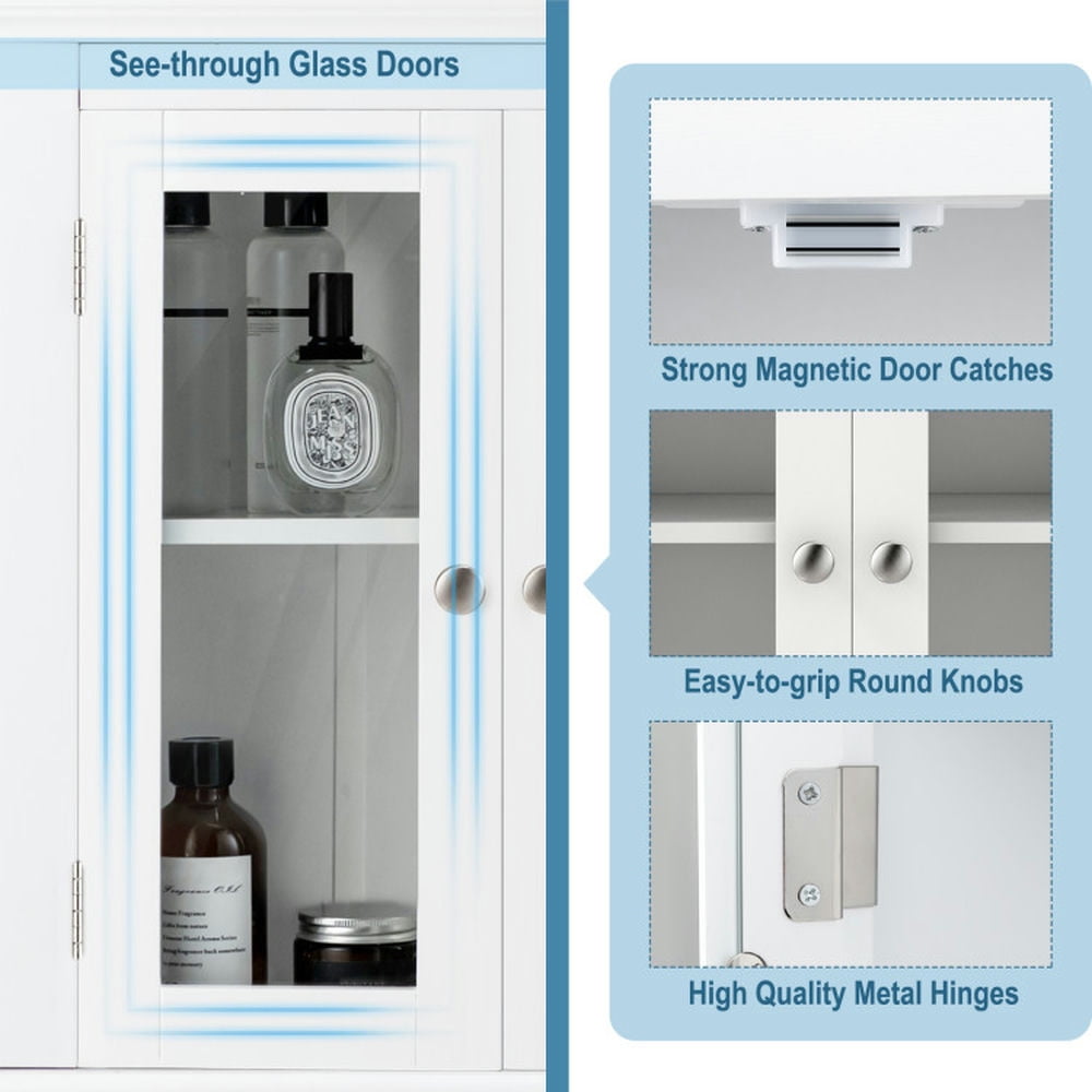 Finihen Bathroom Wall Cabinet, Wall Mounted Bathroom Cabinet, Medicine Cabinet, Wall Mounted Door Cabinet with 3-Level Adjustable Shelf, for Bathroom, White Finihen Bathroom Wall Cabinet, Wall Mounted Bathroom Cabinet, Medicine Cabinet, Wall Mounted Door Cabinet with 3-Level Adjustable Shelf, for Bathroom, White