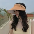 thumbnail image 4 of Empty Top Letter Logo Elastic Rope Hair Hoop Design Sun Hat Women Extended Brim Outdoor Riding Hat, 4 of 10