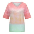 thumbnail image 6 of Spring Tops for Women 2025 Viikei Womens Tops Short Sleeve Plus Size T-Shirt Cute V-Neck Lightweight Basic Tee Stylish Gradient Color Print Graphic Tee for Spring Summer Fashion Women's Blouses Tops, 6 of 6